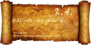 Körözsi Abád névjegykártya